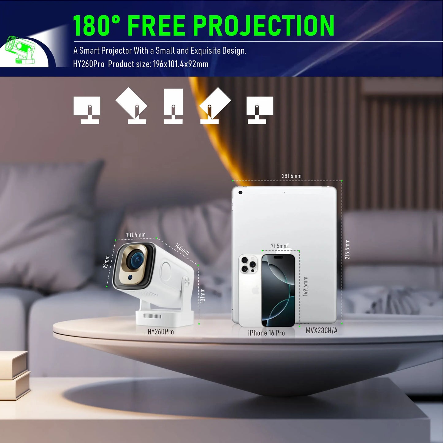 Smart Projector Auto Focus 1080p HY260PRO