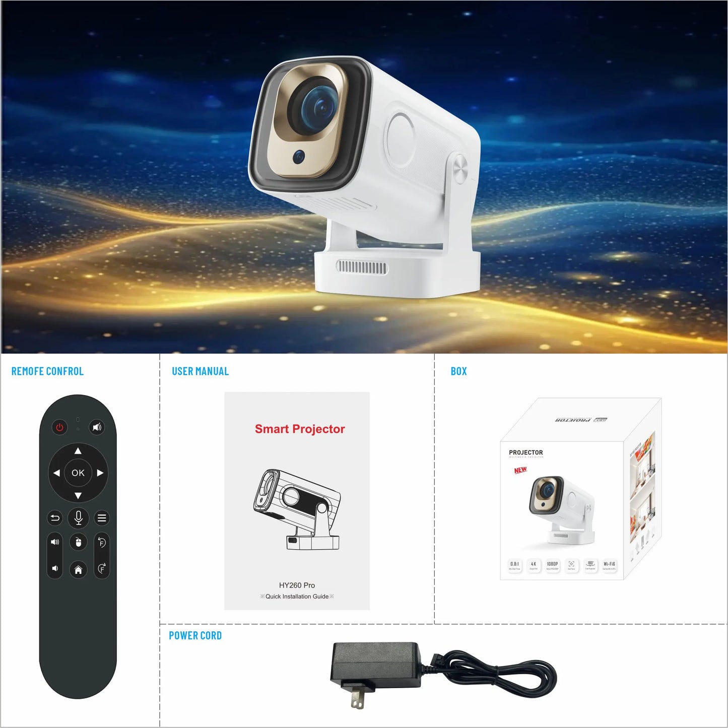 Smart Projector Auto Focus 1080p HY260PRO