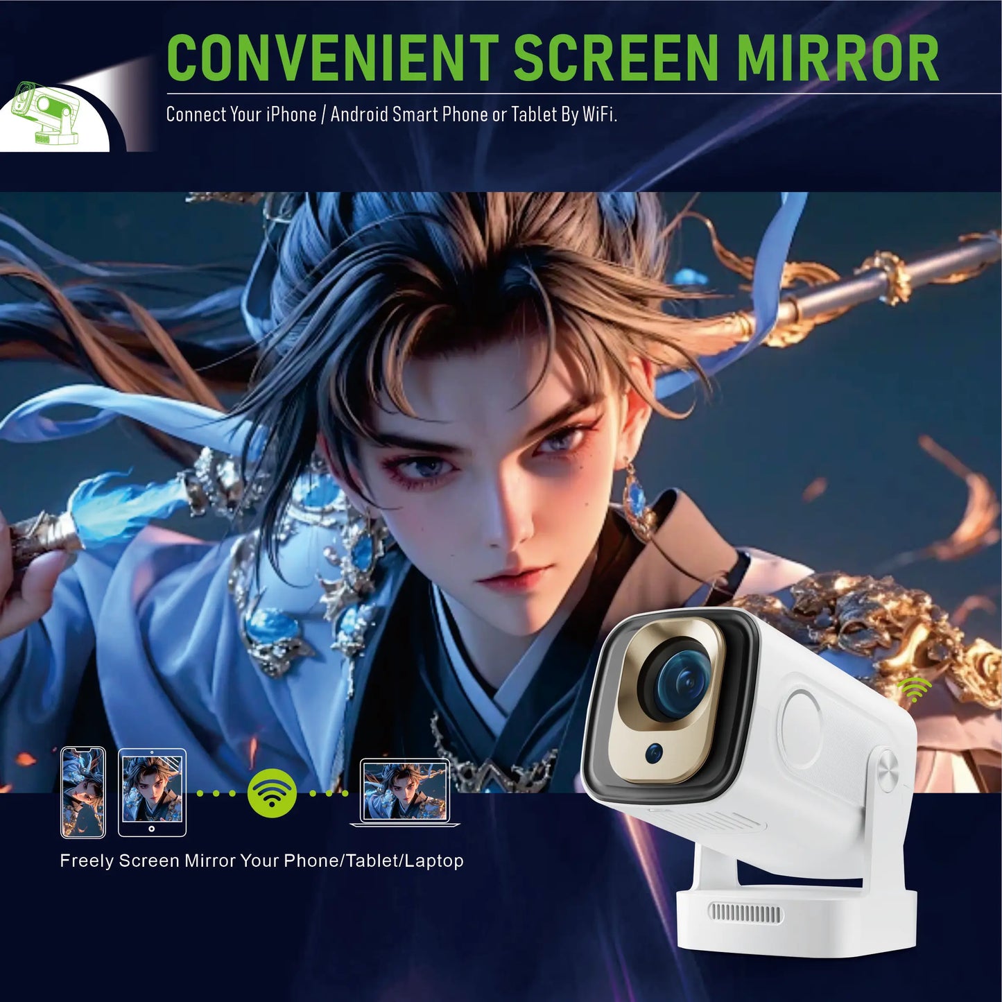 Smart Projector Auto Focus 1080p HY260PRO